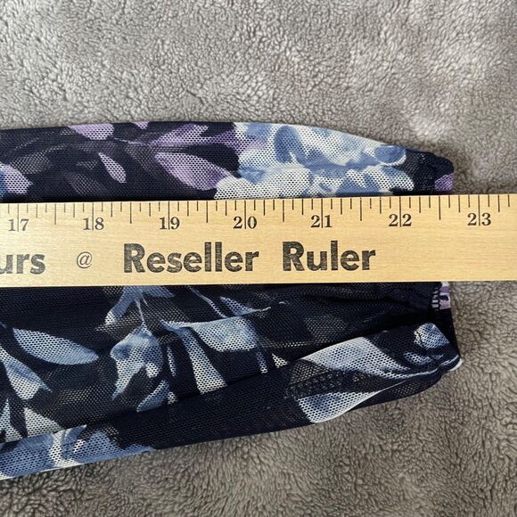 En Focus Studio Dress Womens 8 Navy Blue Purple Floral Smocked Mock Neck - Picture 11 of 16